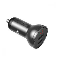 Автомобільний зарядний пристрій АЗП Baseus Digital Display Dual USB 4.8 A Car Charger 24 W (dark gray)