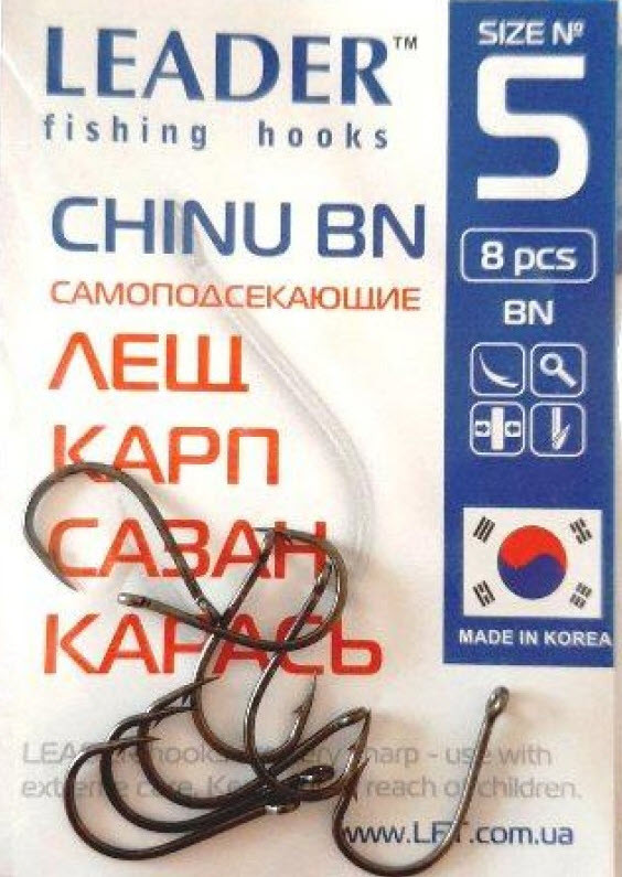 Гачки Leader CHINU посилений BN № 5 7шт, фото 1