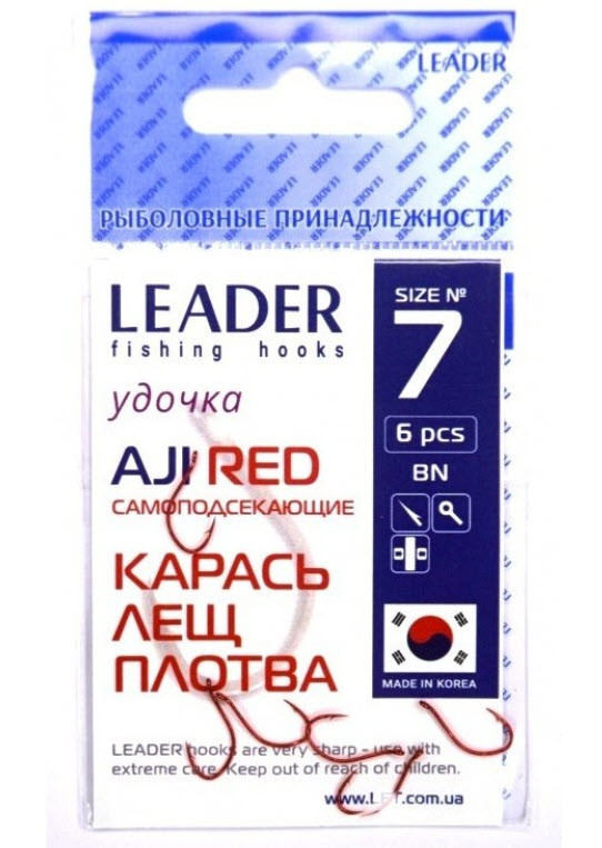 Гачки Leader aji №7 колір Red 7шт/уп