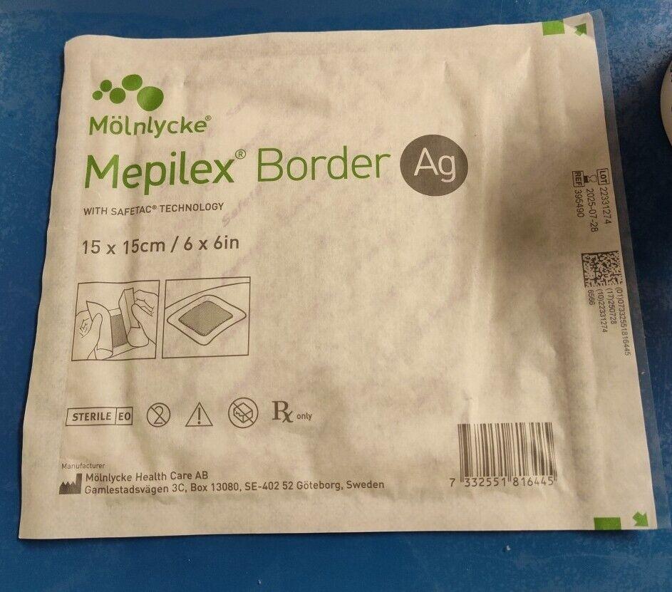 Пов'язка Мепилекс Бордер Аг Mepilex Border Ag 6x6  (15 x 15 см) —сорбційна пов'язка з окантовкою та сріблом (1 шт.)
