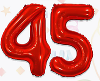 Набор фольгированный из цифр 45 на юбилейный день рождения шары 80 см индивидуальная упаковка