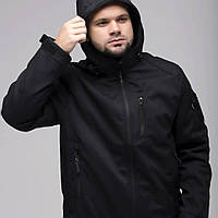 Куртка черная весна на флисе софтшел COMBAT BLACK, куртка комбат soft-shell для силовых структур 3ХЛ