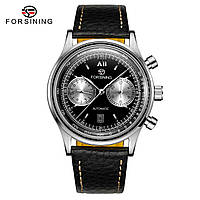 Механические наручные часы с автоподзаводом Forsining 6921 Black-Silver