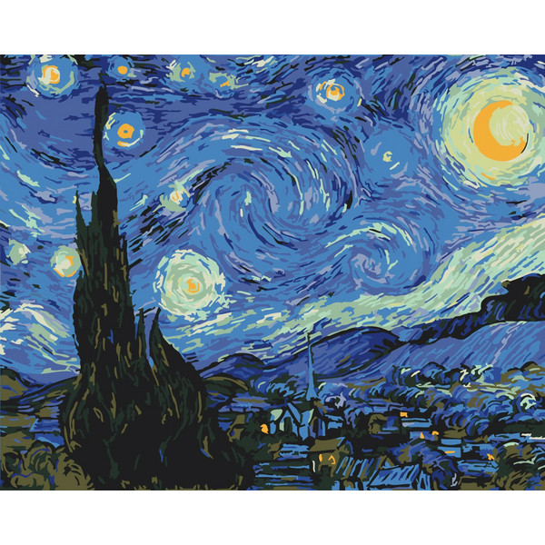 Картина за номерами 40×50. Зоряна ніч. Brushme 4756