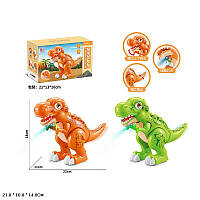 Муз. животное 3361 батар, 2 цвета микс динозавр, свет.,звук,двигаются рот+хвост, ходит, р-р игрушки