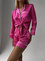 Женская пижама Victoria's Secret шортиками,домашняя пижама Виктория Сикрет женская,розовая,шёлковая