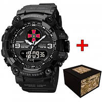 Тактичний водонепроникний багатофункціональний годинник Patriot 001BKZSU ЗСУ Чорні + Коробка з лого