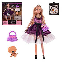 Кукла "Emily" QJ081C с питомцем и сумочкой, шарнир,в кор. 28.5*6.5*36 см, р-р игрушки 29 см QJ081C ish