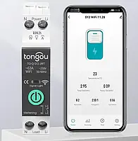 Розумний Wi-Fi автомат tongou з моніторингом енергоспоживання 1P 63А DIN