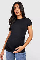 Черная футболка для беременных в рубчик Boohoo, размер 52