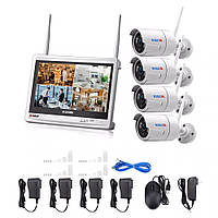 Комплект Wi-Fi IP камер 4 ONVIF камеры 2MP видео наблюдения 12" экран
