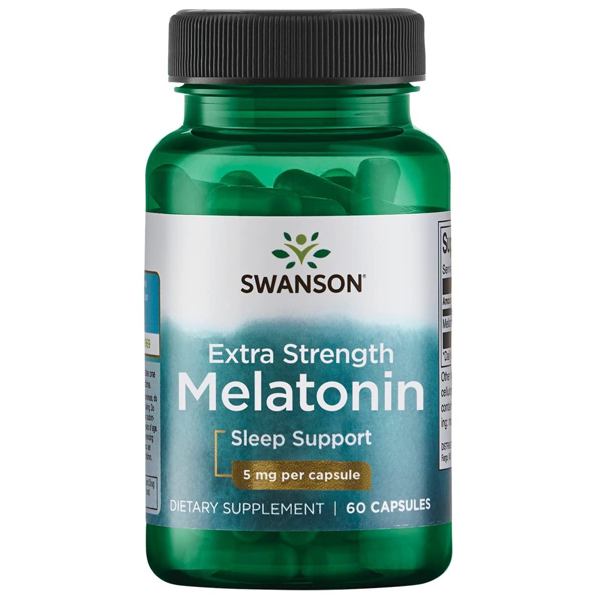 Мелатонін Swanson Extra Strength Melatonin, 5 mg, 60 Capsules