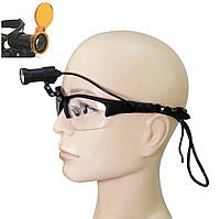 Освітлювач з захисними окулярами ENT LED 05, налобний освітлювач, освітлювач хірургічний, чорний