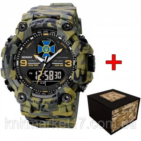 Тактичний багатофункціональний годинник Patriot 001 Camo Green СБУ Tactic UA + Коробка Camo, фото 1