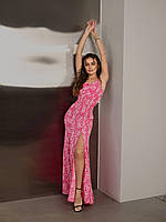 Женское Платье в длине макси с двумя элегантными разрезами на ножке 46/48, Розовый