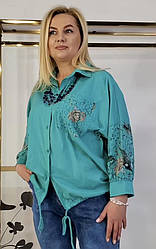 Жіночі блузи з мереживними вставками великих розмірів