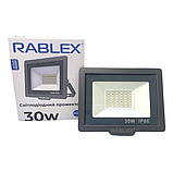 Прожектор світлодіодний Водонепроникний прожектор LED Rablex Біле світло 30 W IP66 6000 K, фото 3