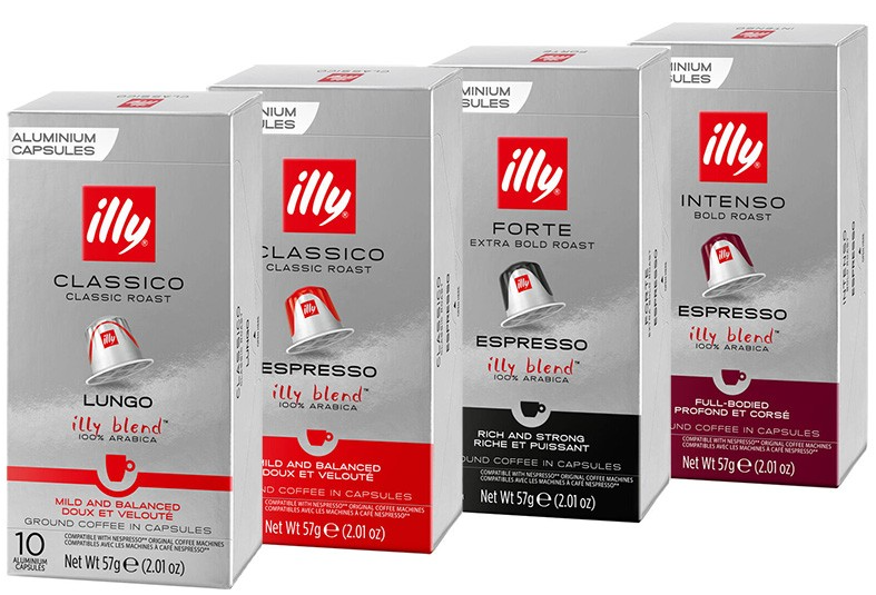 Quattro Pack! Кава в капсулах Nespresso ILLY (4 види по 10 капсул)