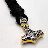 Браслет Молот Тора чорне сонце (сталь паракорд), фото 2