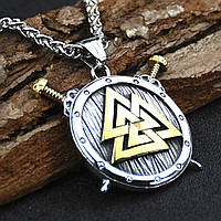 Кулон Щит Мечі Валькнут (сталь)