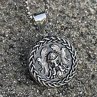 Кулон Одина з двома воронами подвійний (сталь)