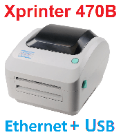 Принтер етикеток Xprinter XP-470B LAN Ethernet+USB до 108мм, білий