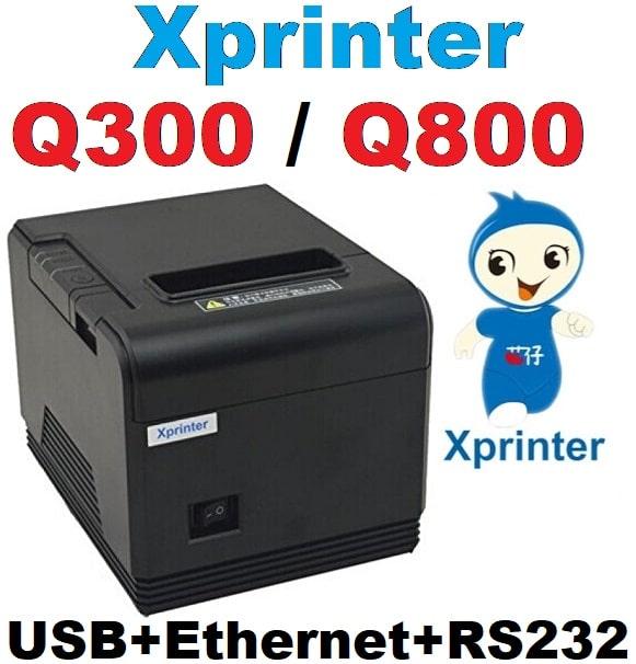 Принтер чеків Xprinter XP-Q300/ XP-Q800 LAN Ethernet+USB+rs232 80мм, обріз, чорний