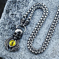 Намисто з 2 черепами+Череп+око Дракона М-венеція (сталь)