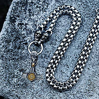 Намисто з 2 черепами+молот+череп+вегвізир М-венеція (сталь)