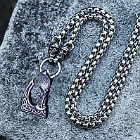 Намисто з 2 черепами+Сокира Норда М-венеція (сталь)