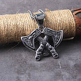 Кулон Сокири двосторонній (сталь), фото 2