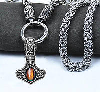 Ожерелье Руническое с Молотом с камнем-бисмарк (сталь)