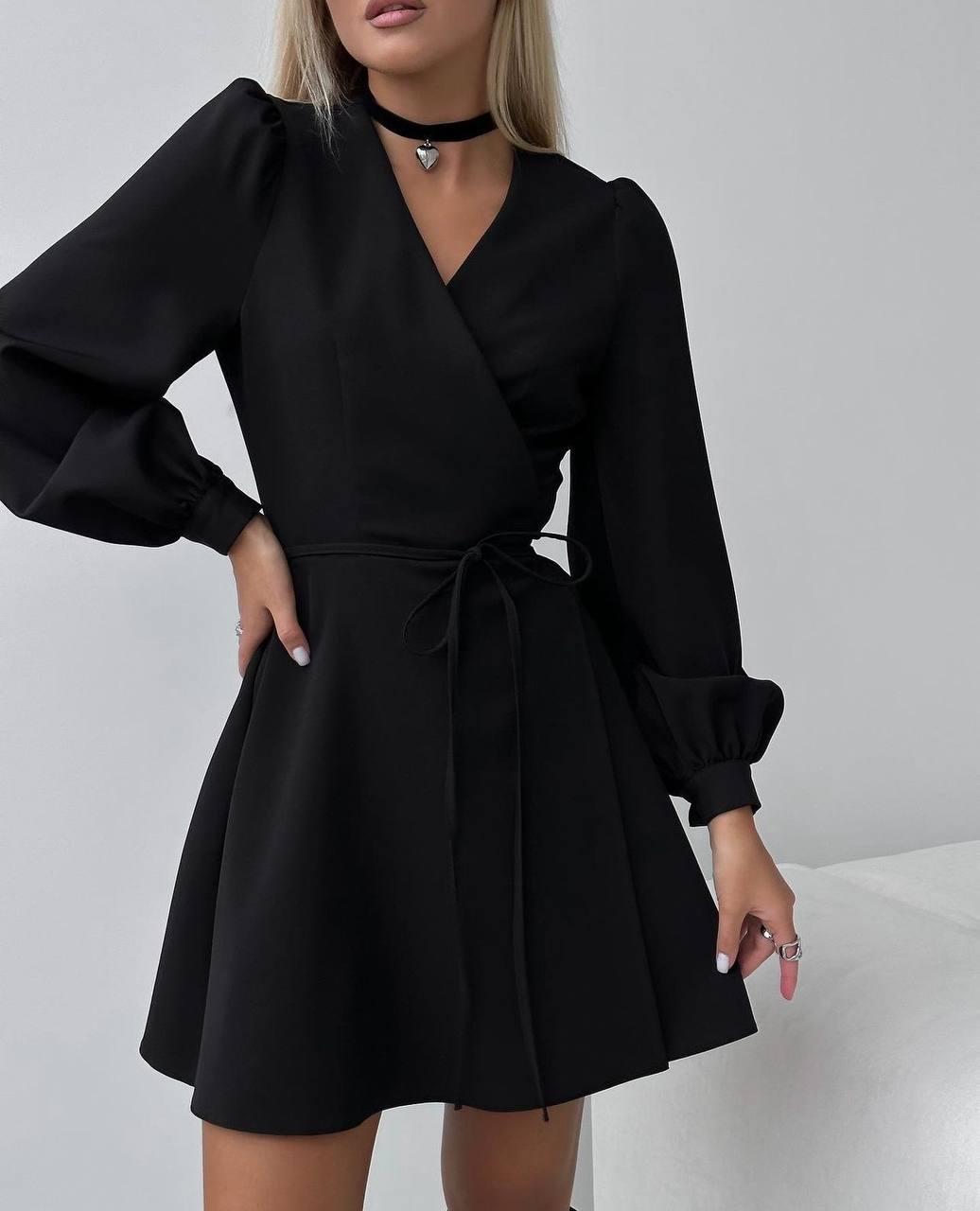 Простое но милое короткое платье на запах, черное и хаки, ткань костюмная - фото 6 - id-p2132174071