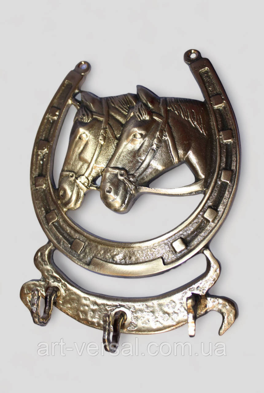 Ключниця настінна "Підкова з Кіньми" бронзова