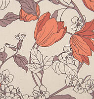 Бязь набивная рисунок оранжевые цветы  для постельного белья пеленок плотность 120