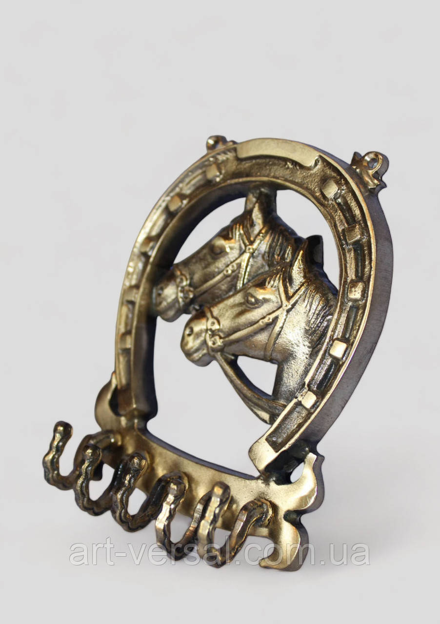 Ключница настенная "Подкова с лошадьми" из бронзы - фото 2 - id-p78369904