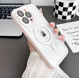 Чохол для Iphone 15 Pro MagSafe з підтримкою бездротового заряджання, рожевий