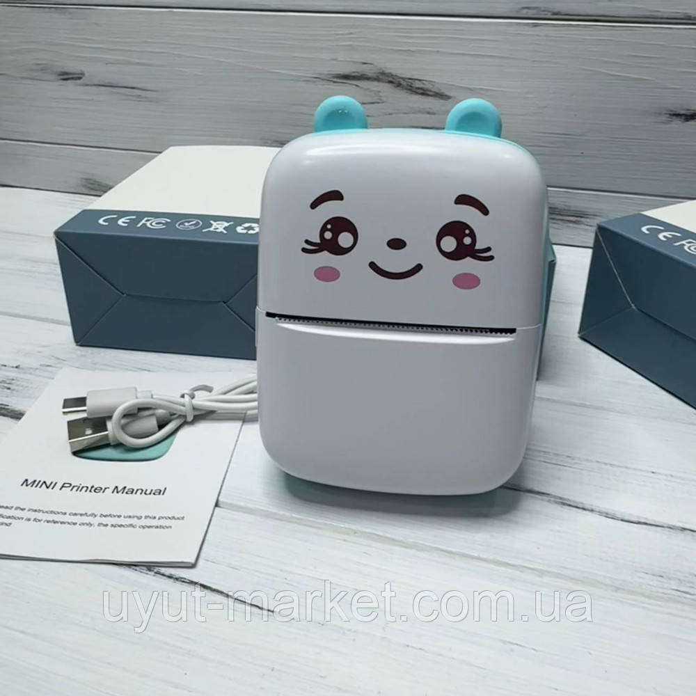 Дитячий термопринтер котик/портативний міні принтер для смартфона Bluetooth