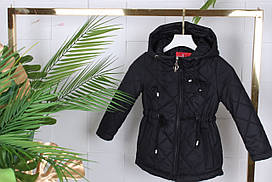 Куртка дитяча демісезонна під куліску для дівчинки 2-7 років, чорного кольору