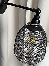 Чорне бра лофт з сітчастим плафоном (07-W144-1 BK), фото 4