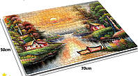 Пазлы 1000 элементов Домик у речки (Пейзаж). Картина 50х70 см. Пазлы для взрослых