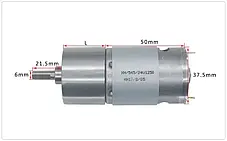 Двигун JGВ37-545 з редуктором, 8об/хв, 27кг/см, 12В, фото 3