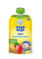 Пюре Чудо-Чадо з манго, яблук та бананів стерилізоване без цукру, 90 г