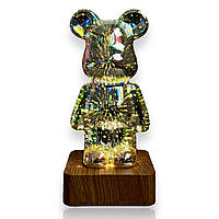 Светильник 3D ночник Мишка Фейерверк, ночник Bearbrick, светодиодный 3D светильник мишка 7 цветов
