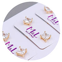 Сережки-гвоздики XР M&L. Позолота 18К. Камені: білий циркон. Діаметр: 5 мм. 12 пар.