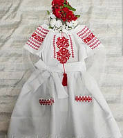 Вышиванка платье для девочки белое "Грация"