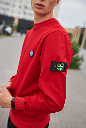 Мужской спортивный костюм Stone Island с жилеткой красно черного цвета 3в1 костюмы весна-осень модные, фото 3