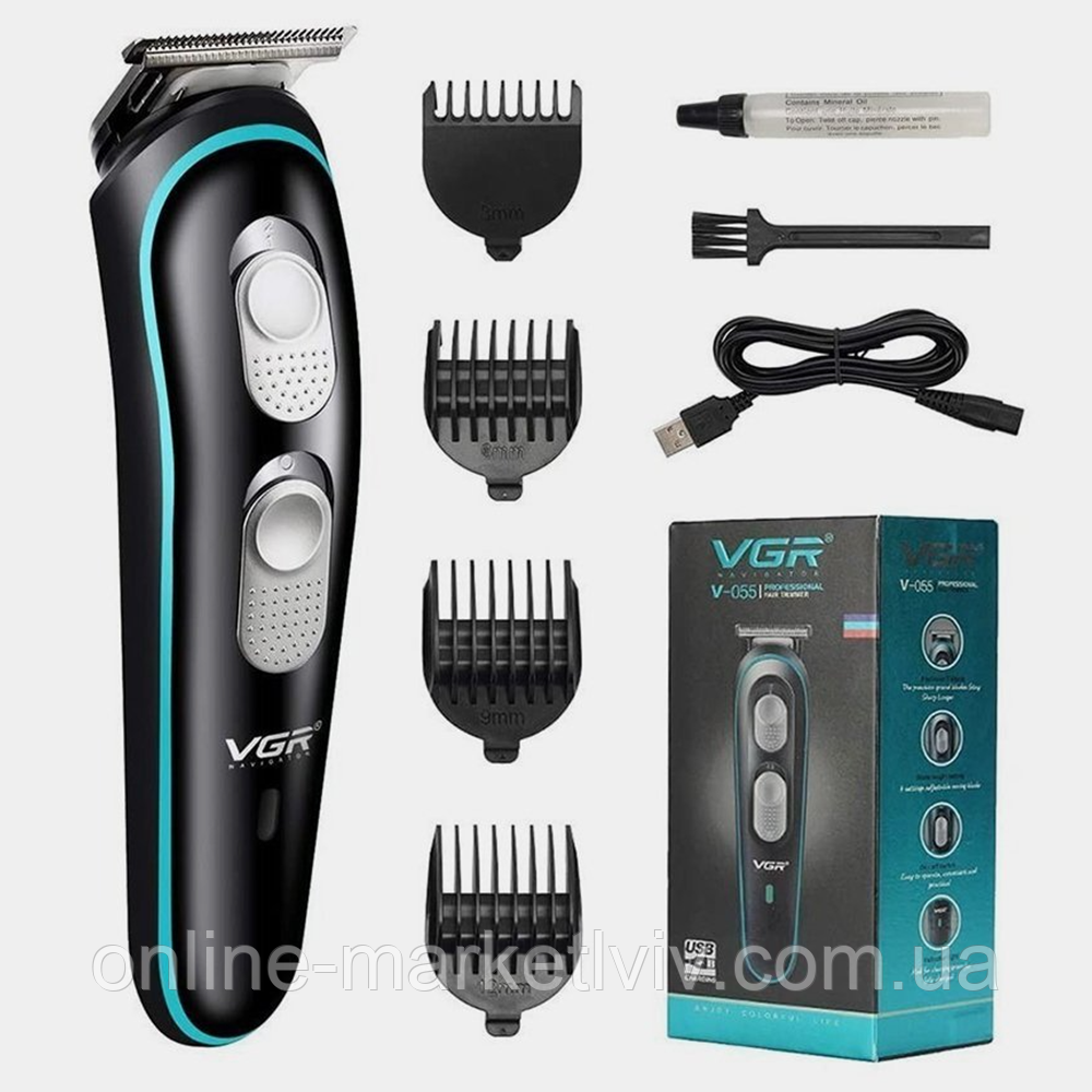 Професійна машинка для стрижки волосся 5Вт, VGR V-055 / Бездротовий тример для стрижки з насадками, фото 1