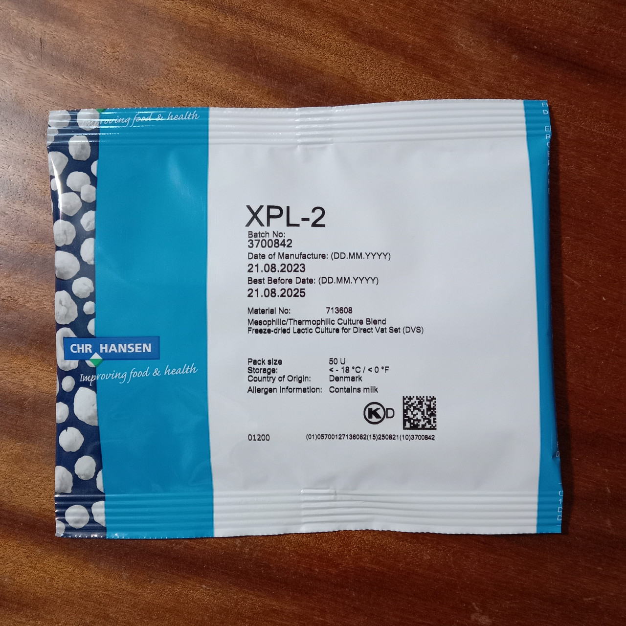 Мезо-термофільная закваска XPL-2 для сметани та ряженки Chr.Hansen на ...