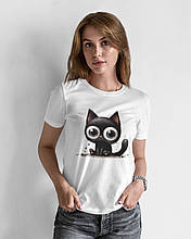 Жіноча футболка з котом mishe біла